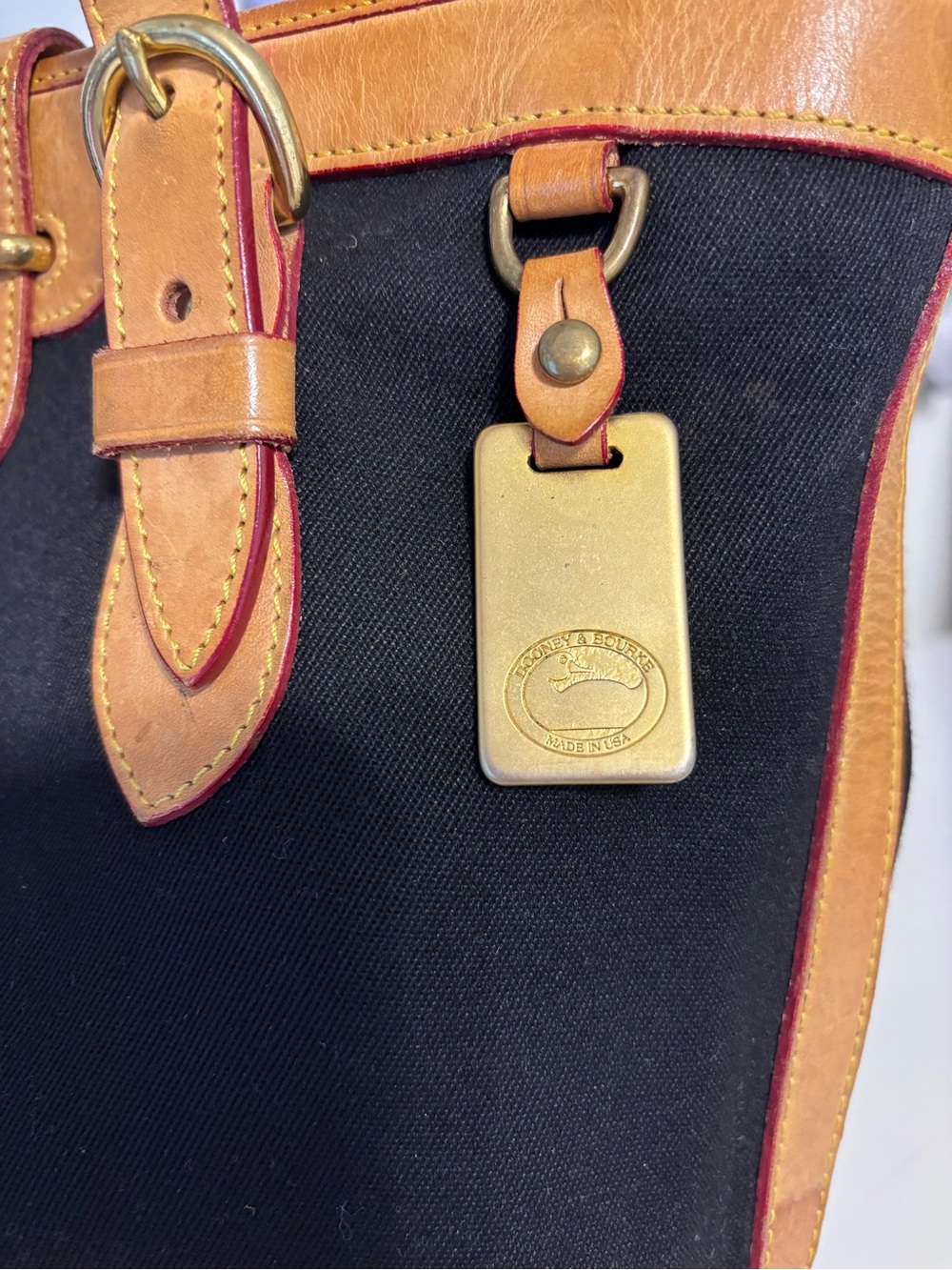 Vintage Dooney & Bourke **PROJECT** black cabriolet Tote Vachetta USA Distressed - Picture 7 of 16